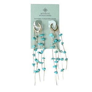 Atteri Natural Turquoise Stone Chandelier Earrings